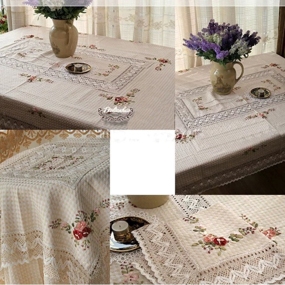 45×45 in traditional Square hand silk-knitted embroidery  tablecloth